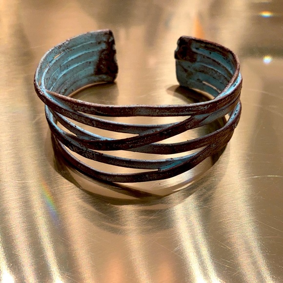 FREE with purchase. Antique look braided metal cuff - Picture 1 of 3
